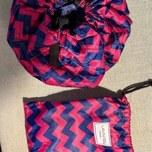 Lay-N-Go Pink and Blue Chevron Makeup Bag Set